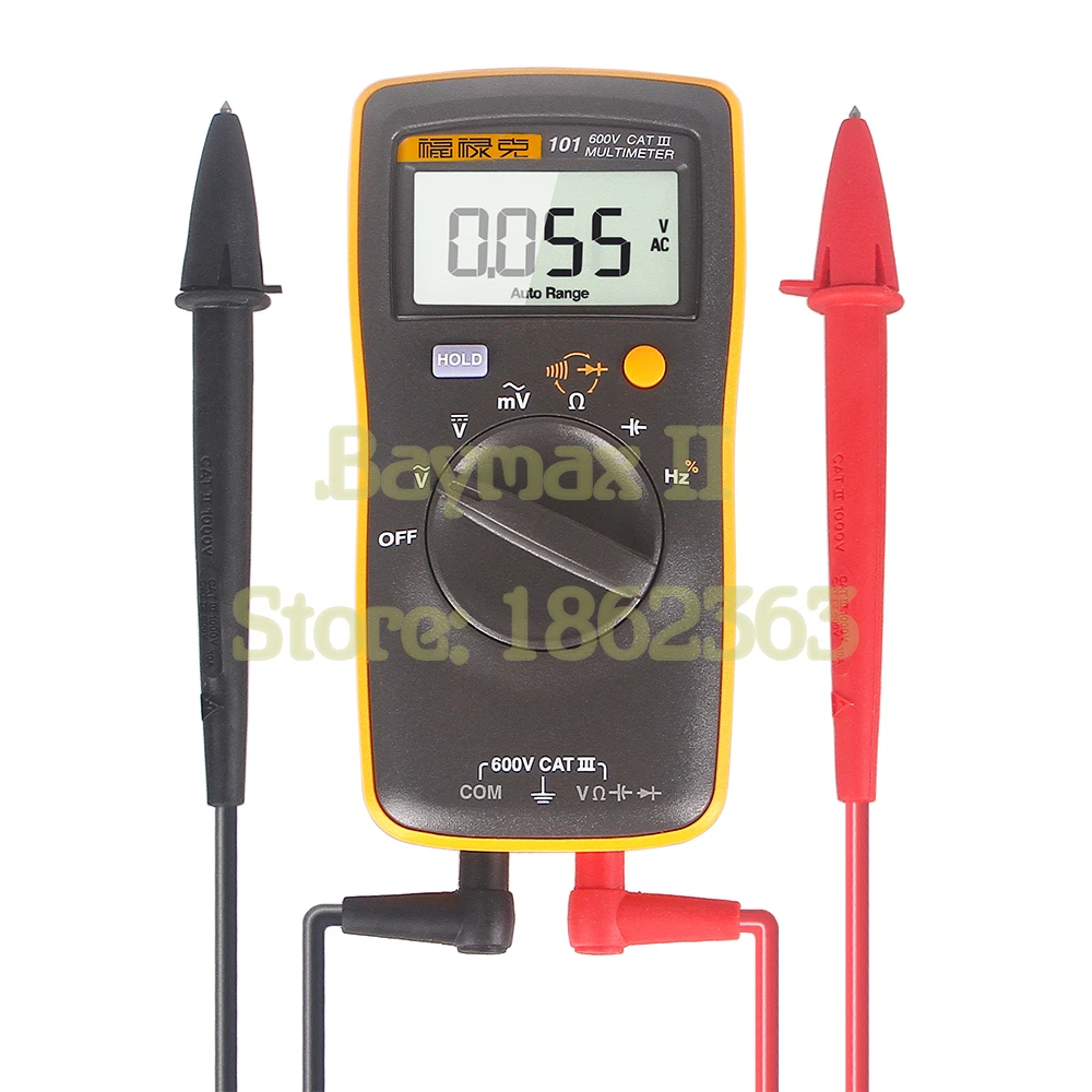 

Цифровой мультиметр Fluke 101 с автоматическим выбором диапазона для измерения напряжения, сопротивления, емкости и частоты переменного/постоянного тока