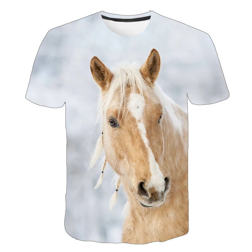 

2021 Kids T Shirt 3D Horse Head Kids T Shirt Printed Shirt Summer Casual Tee Boys Girls Streetwear Kids Clothing Cute T Shirt