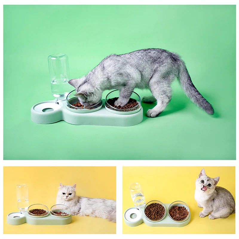 500 мл новая двойная миска кормушка кормушки поилки для домашних животных