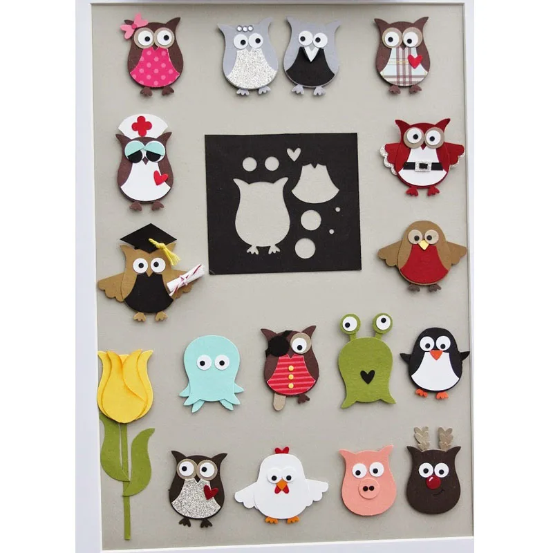 Набор штампов в виде совы для рукоделия металлические Вырубные штампы