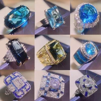 luxury 9 style female big blue stone wedding rings for women 2021 new year fashion engagement jewelry gifts drop shipping