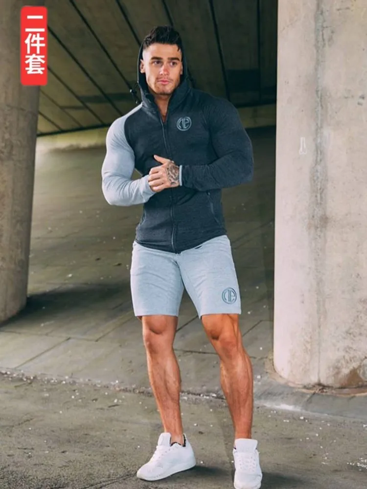 Мужские комплекты спортивной одежды для бега свитшот спортивные штаны спортзала