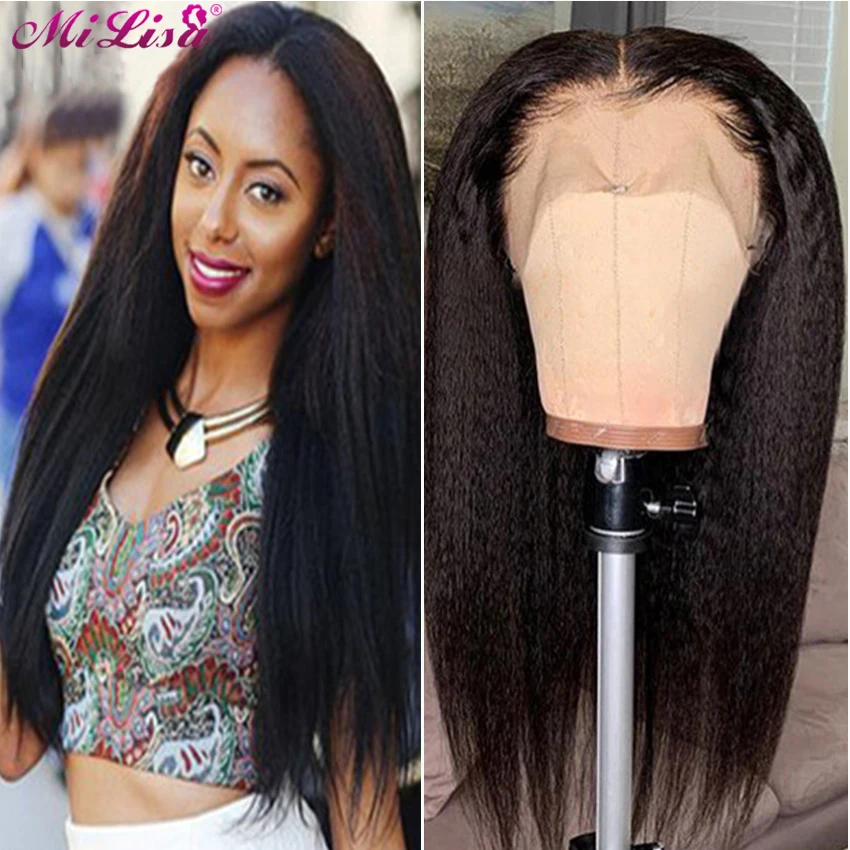 Прямой парик Mi Lisa с кудрявыми волосами без клея бразильские человеческие волосы