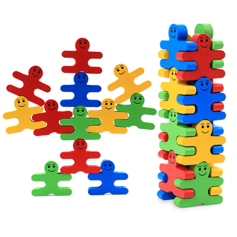 

16pcs/set Baby Toys Cartoon Colorful Balancing Blocks Wooden Toys Educational Balance Villain Blocks Toy For Children B0938