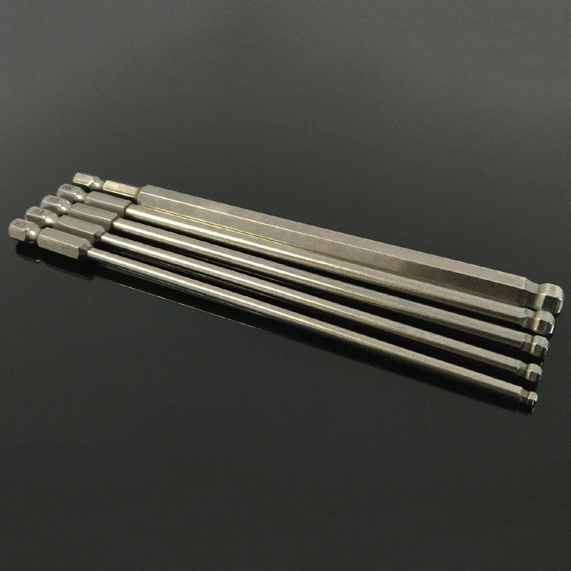 

5 X 150mm Ball Head Hex Shank Bit S2 Magnetic Precision Electric Screwdriver Bit