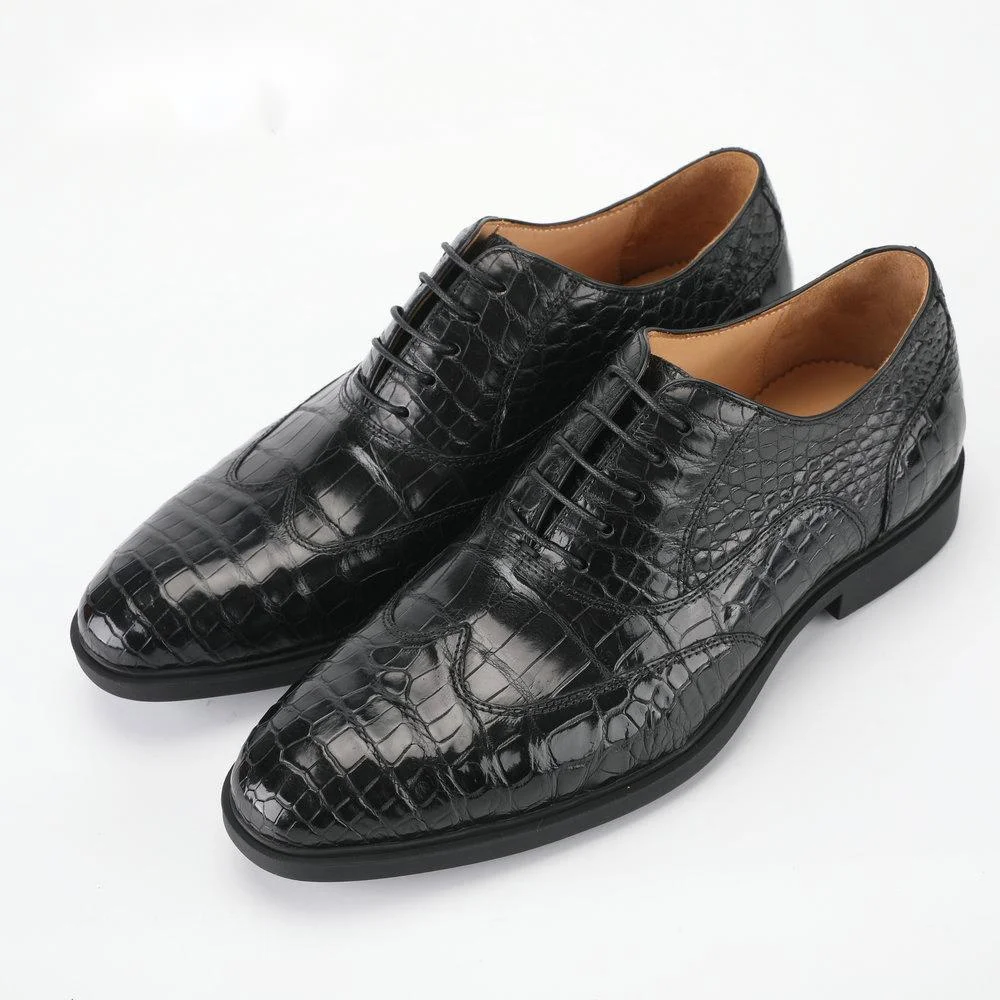 

Alligator leather designer business leisure rubber soles formal father office British style zapatos para hombre mens dress shoes