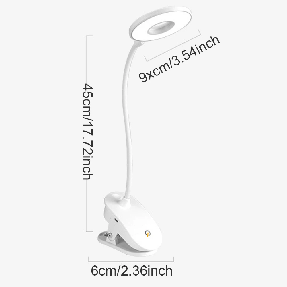 

LED Clip Table Lamp Dimmable Wireless Desk Lamp Touch USB Rechargeable Reading Light LED Night Light Laptop Lamp Bedroom Study