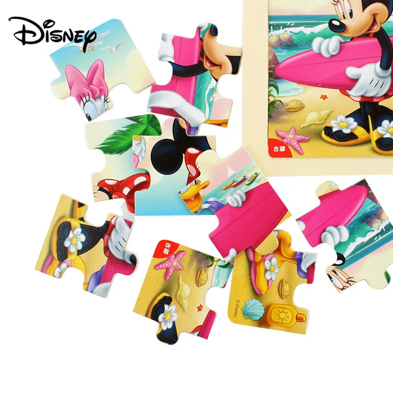 Деревянная игрушка Disney пазл Микки/принцессы 9 деревянных пазлов Детские пазлы 2-3-4