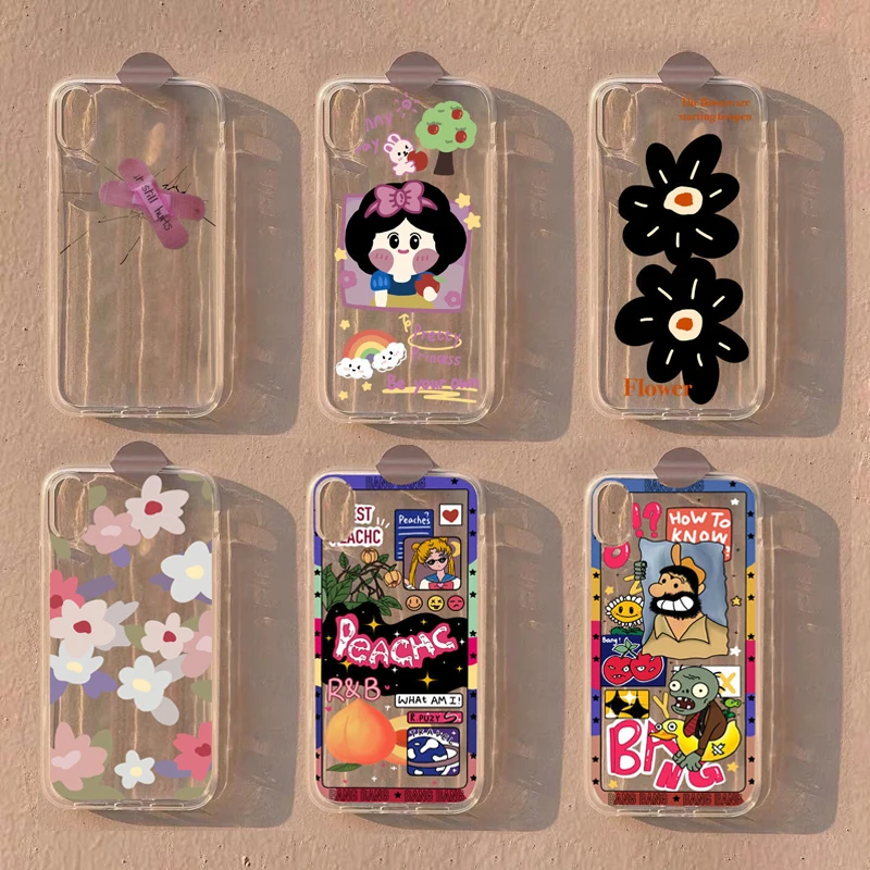 Хит продаж прозрачный мягкий чехол для телефона милый корейский граффити iPhone 11 12