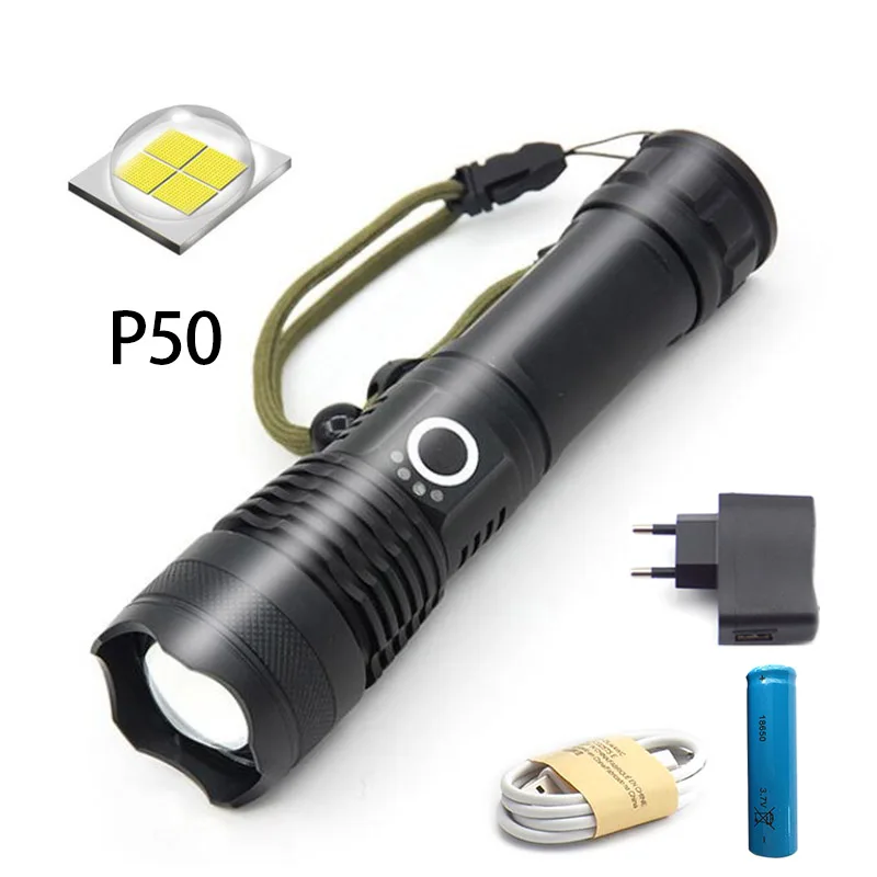 Супер мощный светодиодный тактический XHP50 вспышка светильник 18650 usb