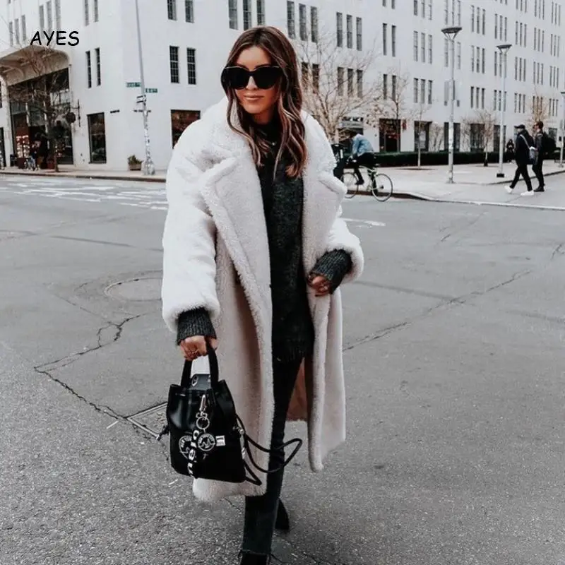 

Pink Long Fur Jacket Coat Women Winter 2020 Street Oversized Lambswool Fur Coats Thick Teddy Female Overcoat Elegant Outerwear
