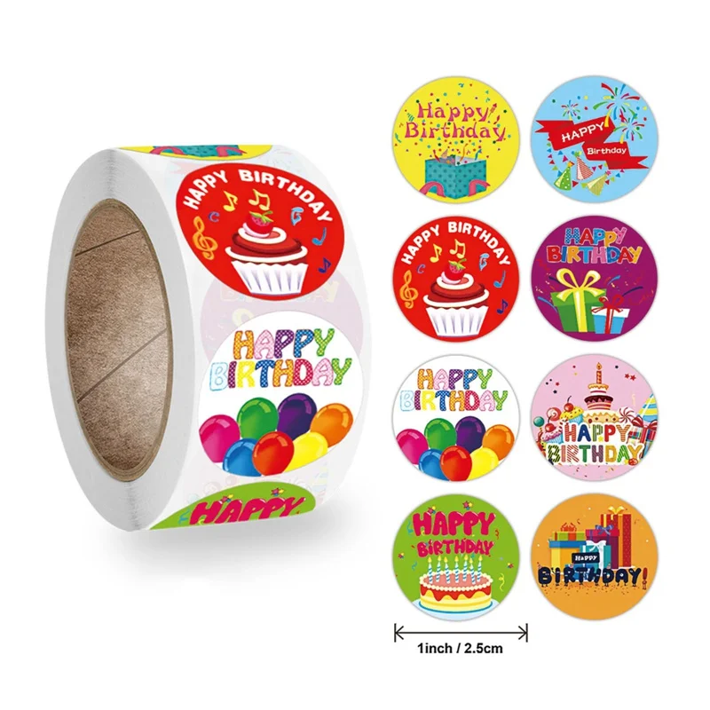 

500pcs Kraft Paper Adhesive Seal Stickers Baby Shower Happy Birthday Party Decor Happy Birthday Round Seal Thank you Sticker
