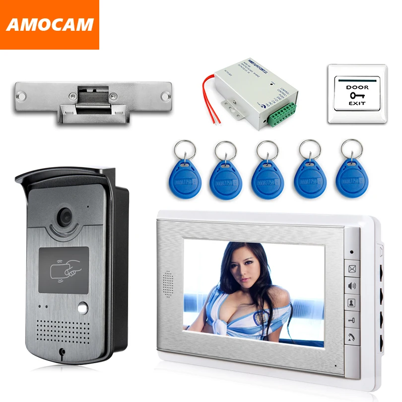 Видеодомофон с цветным экраном 7 дюймов система связи видеодомофон камерой и RFID