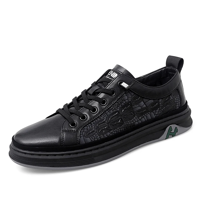 Beli Sepatu Kasual Pria Musim Semi/Gugur Sneakers Kulit Putih Sepatu Kasual Remaja Merek Mewah Pria Untuk Pria Sepatu Jalan Pria Karet