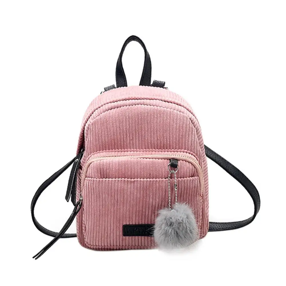 pink Вельветовые рюкзаки для женщин Mochila Модный зимний Повседневный стильный женский рюкзак в полоску для путешествий школьная сумка для девочек-подростков - Цвет: pink