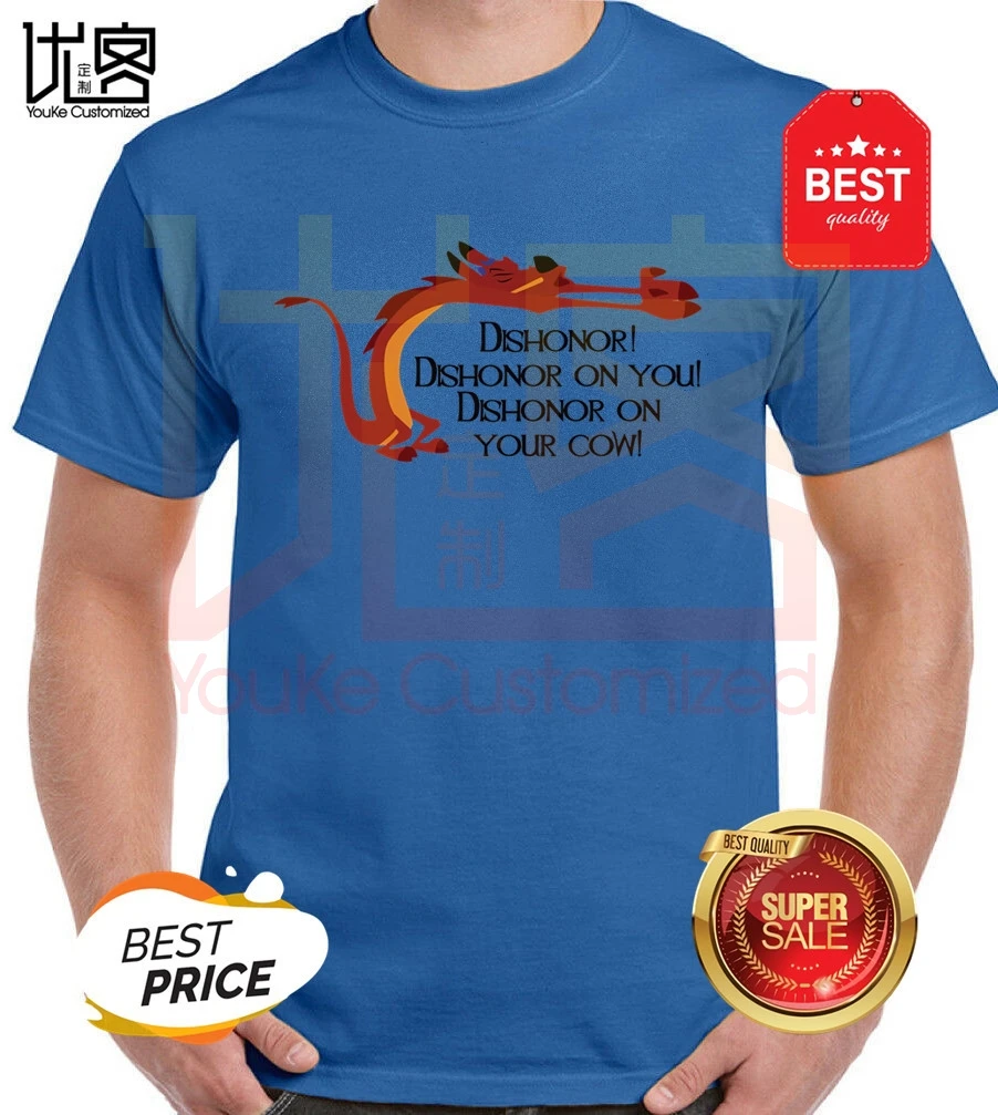 Dishonor! T-Shirt Mulan men's women's 100% cotton short sleeves tops tee printed Crewneck casual t-shirt | Мужская одежда