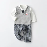 Newborn Baby Boy Clothes Set Birthday Clothes For 0-2Y Boys 3Pcs Spring&Autumn Vest Shirt Pants Suits Infant Boys Clothes Sets