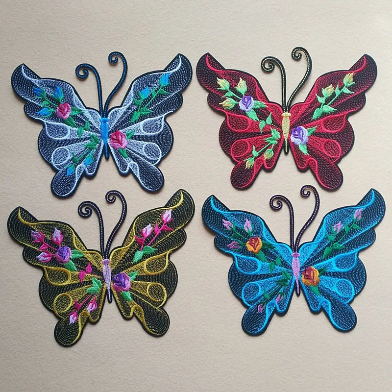 

6pcs/lot Large Butterfly Flower Embroidery Patches Clothing Decoration Sewing Accessories Diy Iron Heat Transfer Applique