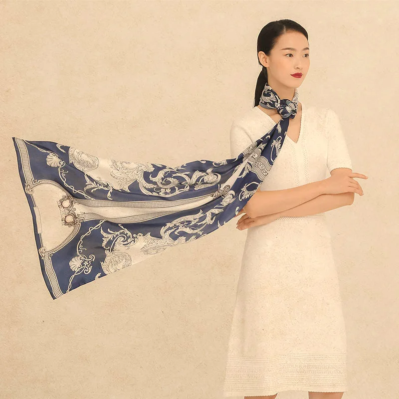 

2021 New Classical Spring and Autumn 53*170cm long style digital printed silk scarves