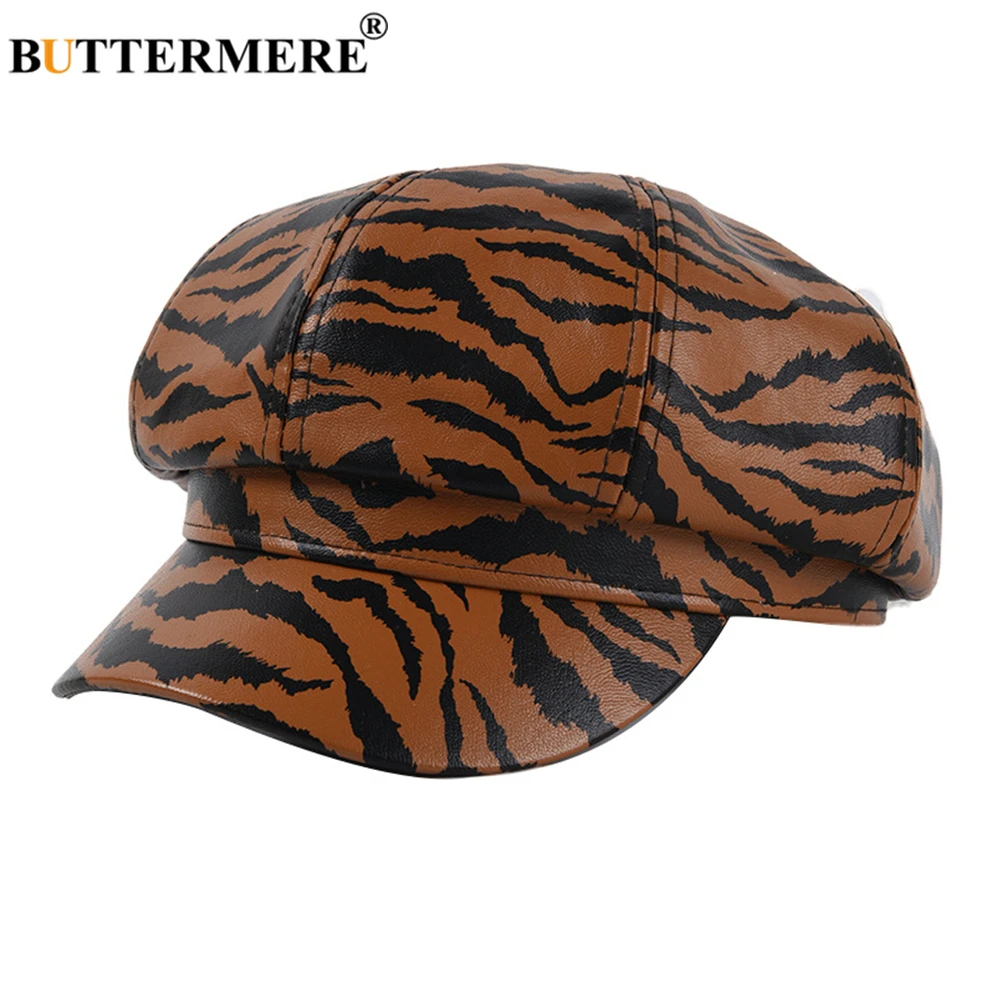 

Korean Newsboy Cap Zebra Stripe Vintage Octagonal Cap Ladies 2021 New Brand Autumn Winter Hats for Women Beret