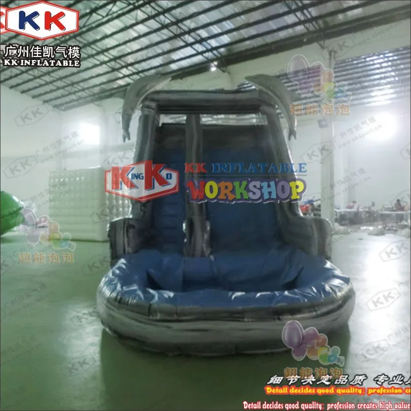 Серая надувная влажная горка 18 футов высотой водная в ваш бассейн|water slide for