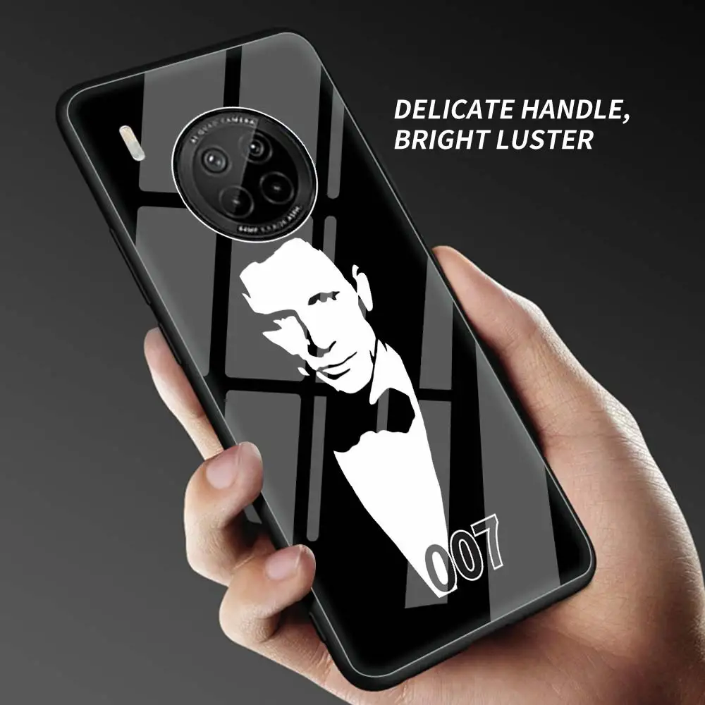 

Luxury Phone Case for Huawei Y6 Y7 Y9 2019 Y6p Y8p Y8s Y9a Y5p Tempered Glass Funda Shell Cover James Fashion bond 007