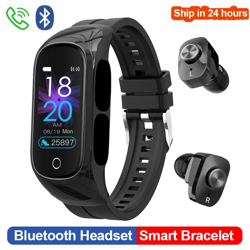 

New Smart Band Call Headset TWS Bluetooth Headphones Wireless Earphones Heart Rate Sport Watch Fitness Bracelet Smartwatch Men