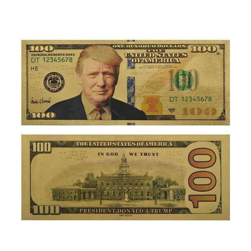2 1 шт. античное покрытие реалистичный Дональд Трамп и первая леди античный 24K позолоченные долларов украшения банкноты высокого качества - Цвет: 2