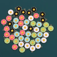 10pcs 1613mm drop oil enamel alloy daisy charms colorful sun flower chrysanthemum charm for diy fashion earrings accessories