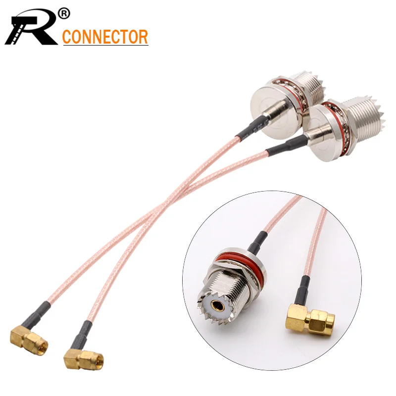 

RF Coaxial UHF to SMA Male Right Angle Cable Adapter UHF Female SO239 to SMA Male pigtail RG316 15CM 6" Customized