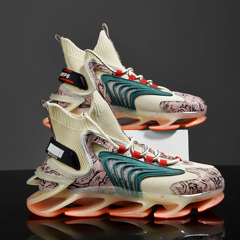 

Men's Casual Shoes 2021 New Breathable Blade Sneakers High-top Graffiti Running Shoes Antiskid Damping Sports Shoes Men Shoes