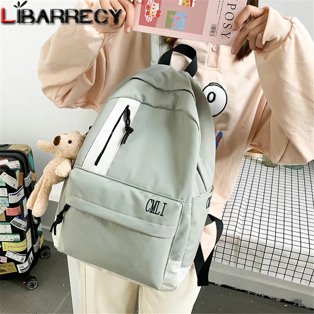 

High Quality Nylon Women's Backpack Fashion Letter Design Teenager Student Computer Bookbag Casual Pendant School Bags Sac Femme