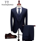 Новинка 2019, высококачественные повседневные Черные костюмы TIAN QIONG, мужские синие костюмы, блейзеры, пальто, брюки, жилет, Женское пальто