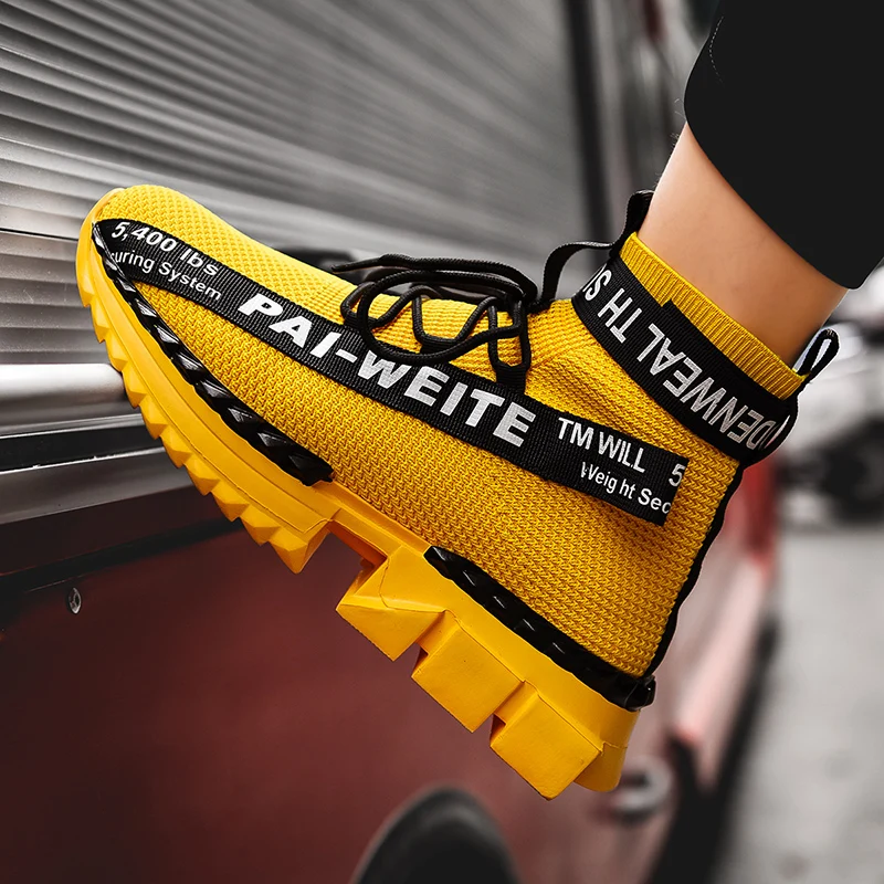 Мужские высокие кроссовки на платформе модные спортивные туфли из сетчатого