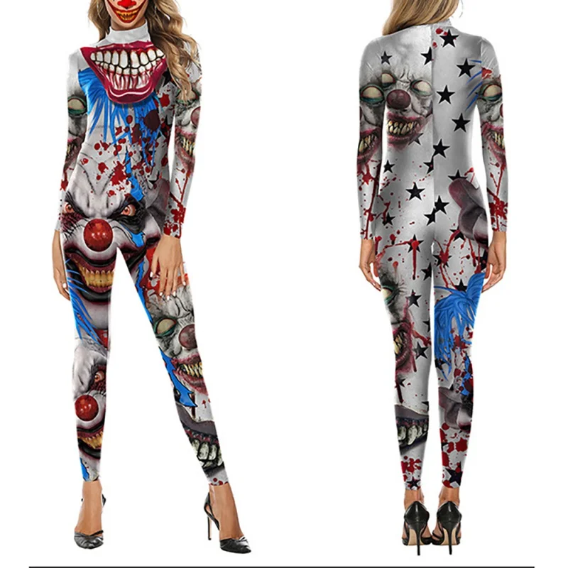 

Halloween Jumpsuit Women 3d Gold Skeleton Printed Jumpsuit Halloween Costumes Streetwear Long Sleeve Rompers Womens Jumpsuit
