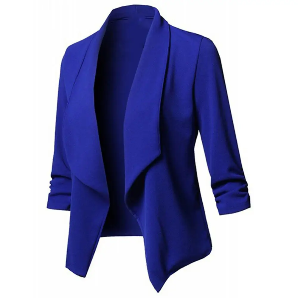 

Women Blazer Lapel Office Solid Color Slim Fit Open Front Short Suit Jacket Sliming and Fit Open Front jackets куртка женская