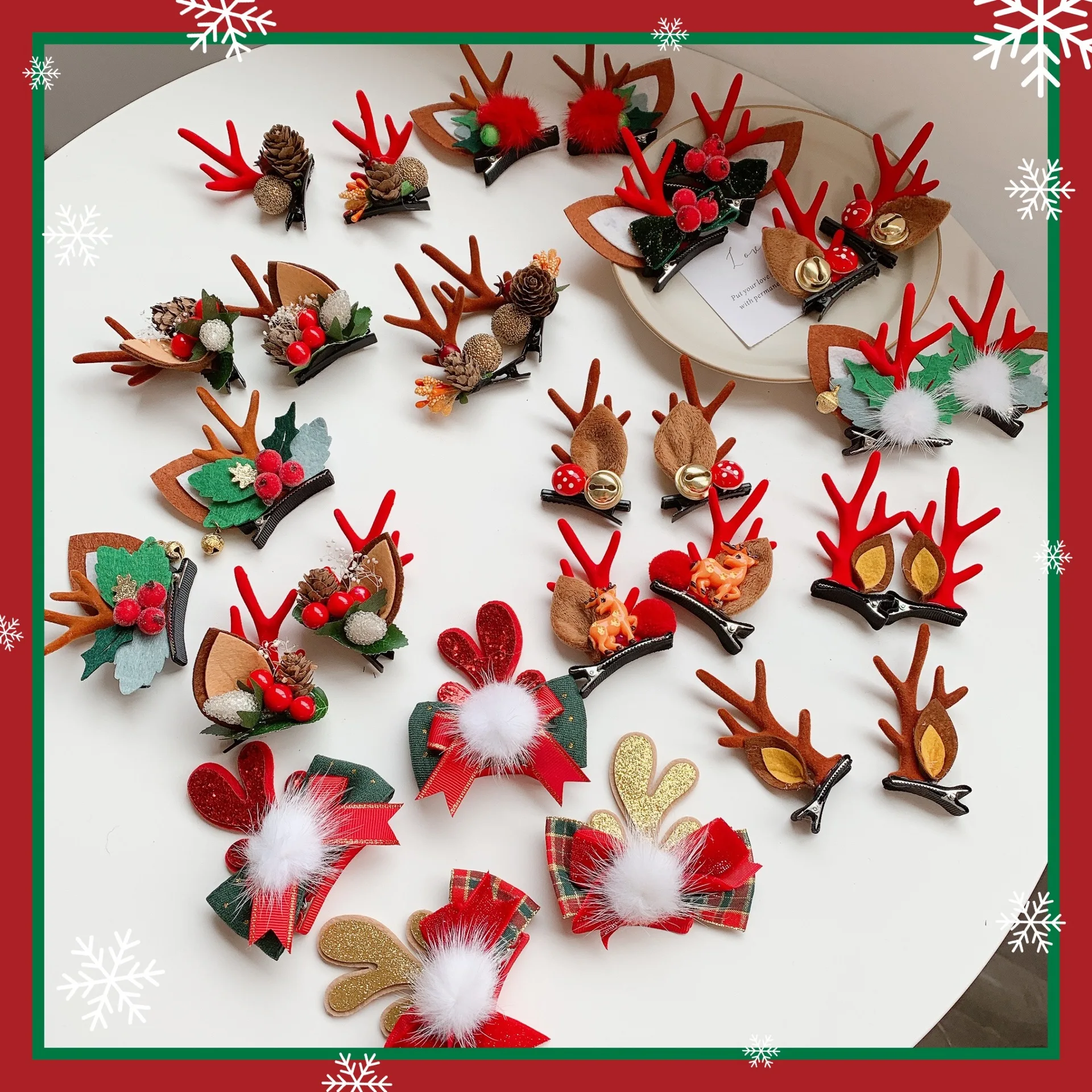 

Hot Sale Christmas Antlers Hairpins For Hair Cute Fashion Hair Accessories Elk Clip Pine Cone Hairpin Headdress Women