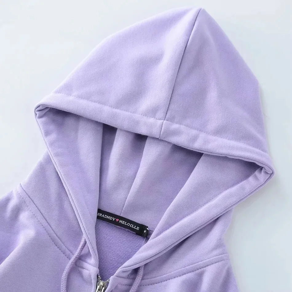 

zip up hoodie Coats Short Vintage Crop Top Long Sleeve Streetwear Short Hoodie Autumn Clothing Brandy Mel Casual Jacket Women