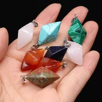 natural stone agates pendants diamond shape blue sand unakite crystal for jewelry making diy women necklace earrings gifts