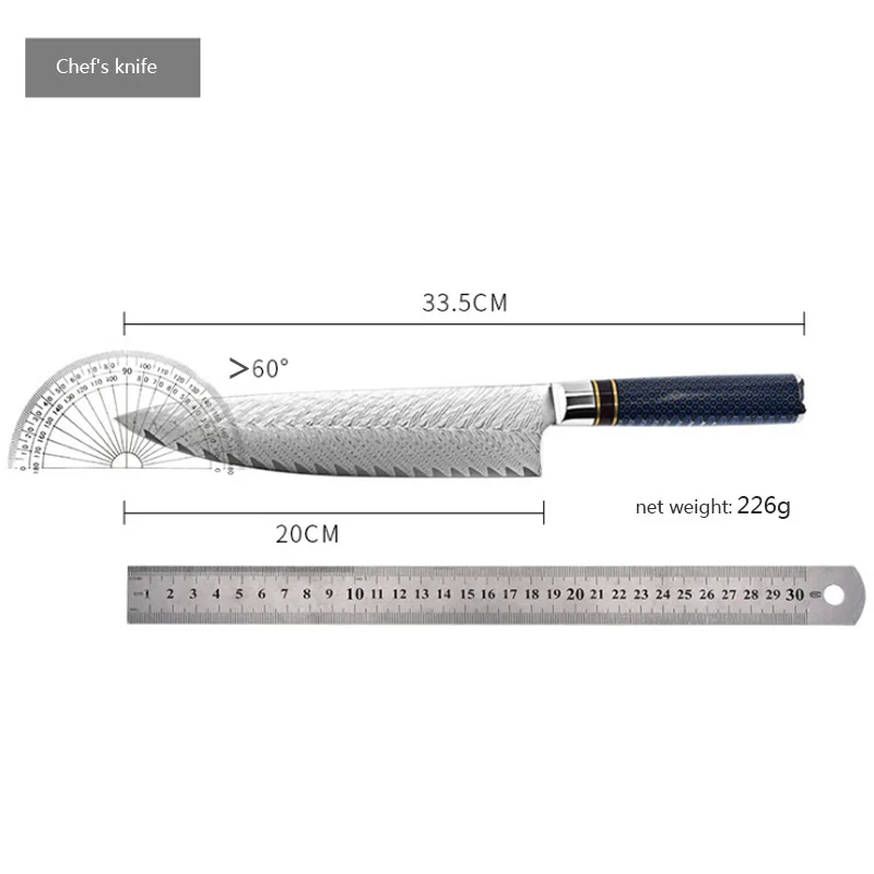 Кухонный нож LUOKESI VG10 из дамасской стали с рисунком рыбьей кости стандартный