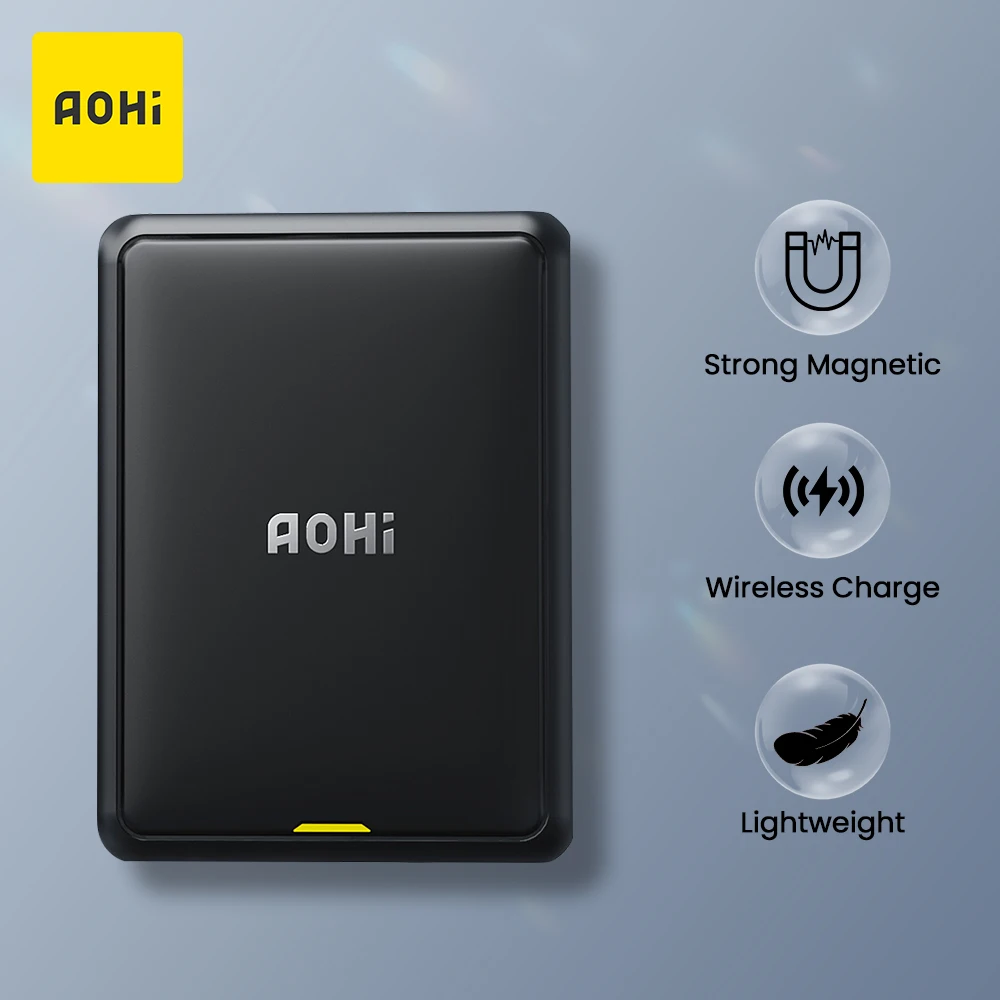 Магнитный беспроводной мини-аккумулятор AOHI Magcube 4000 мАч для iPhone 12 13 Max Pro, портативный внешний аккумулятор для быстрой зарядки для Xiaomi - изображение