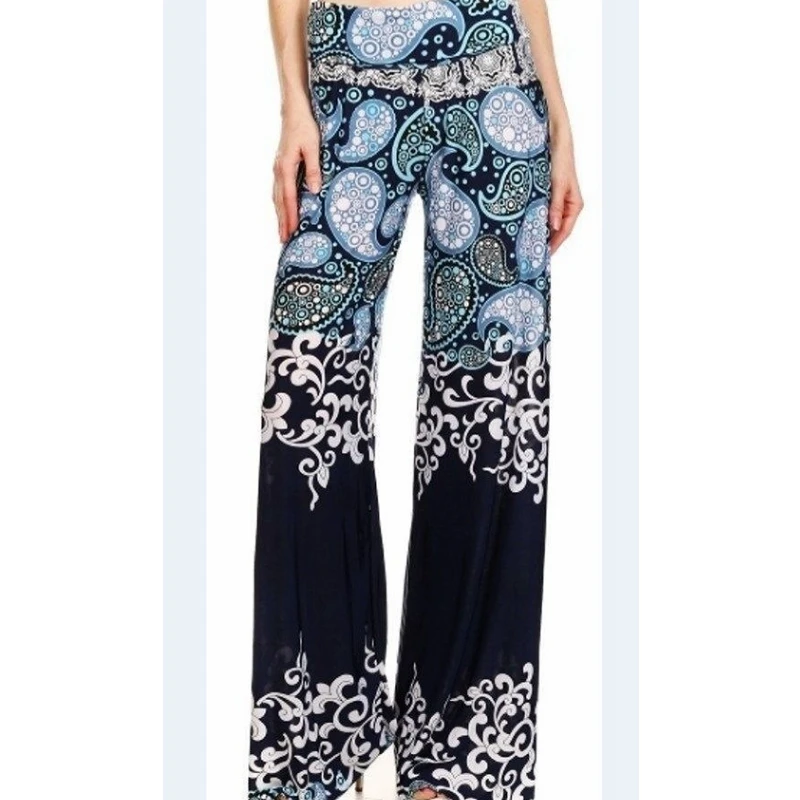 

Print High Waist Pants Women Plus Size Spring Fashion Loose Casual Pants Elastic Waist Full Length Bottoms Womens Lugentolo