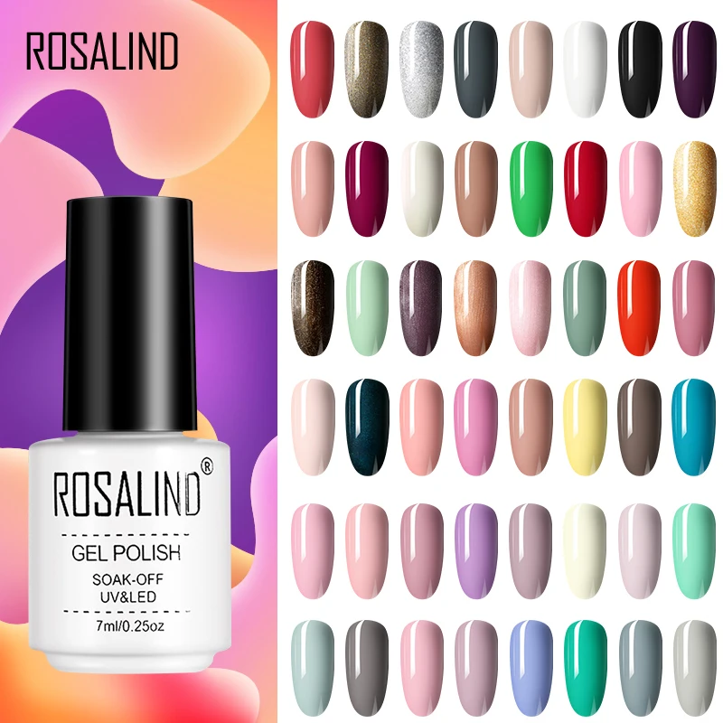 

ROSALIND Gel Nail Polish 7ML Vernis Semi Permanent Hybrid Gel Varnishes All For Nail Art UV Soak Off Nail Polish Need LED Lamp