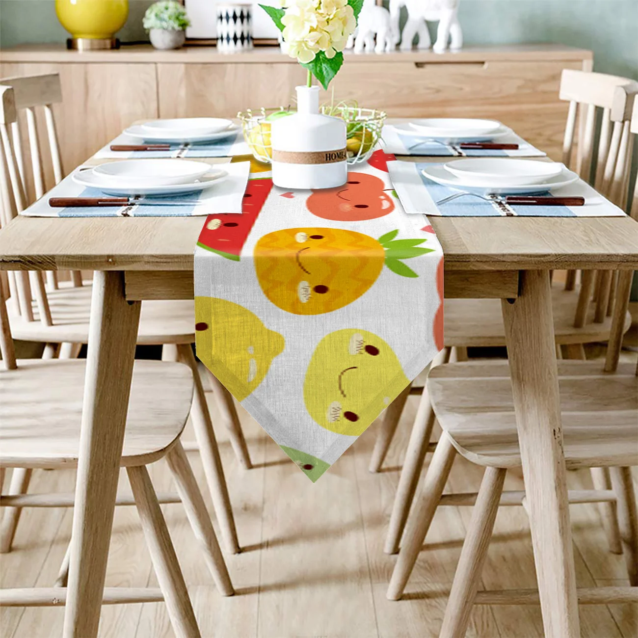 Длинная настольная дорожка с фруктами милый арбуз клубника Настольная скатерть