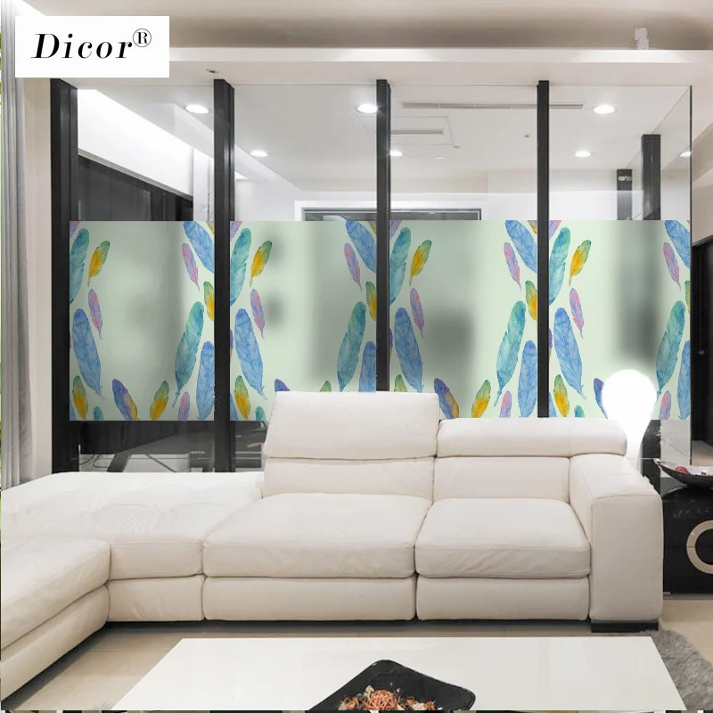 DICOR/Новинка 2019 цветное витражное окно декоративные пленки перо богемный стиль