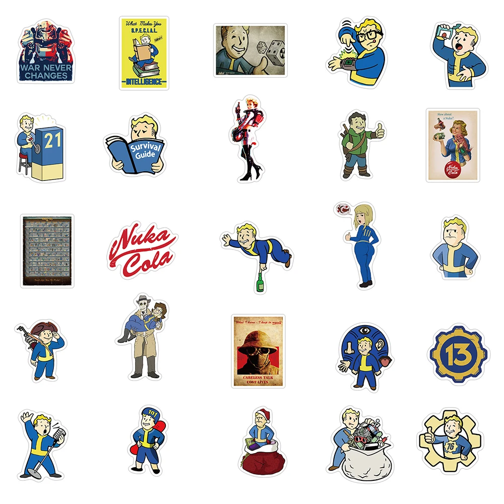 10 Вт 30 50 шт Фоллаут наклейки из игры для ноутбука DIY гитары Чемодан Холодильник
