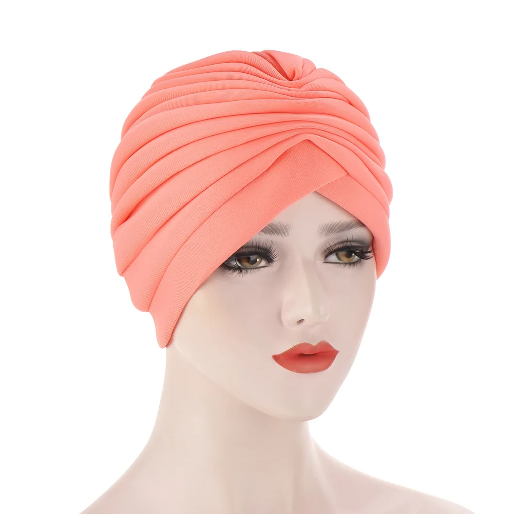 

2020 New European and American fashion pure color space cotton hand sew the Muslim in baotou baotou hat cap spot