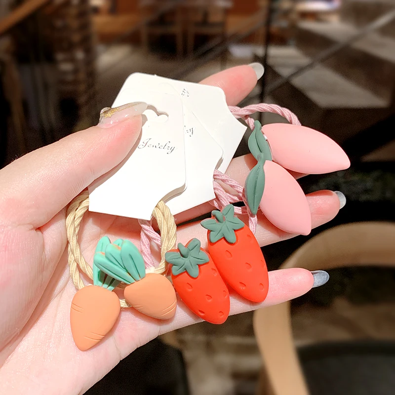 2 шт./компл. новинка милая акриловая резинка для волос с мультяшными фруктами