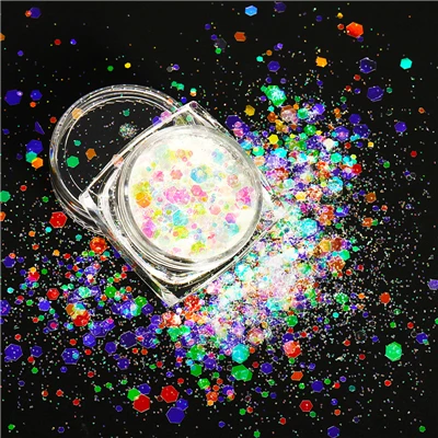 c22 rainbow Ультратонкая Шестигранная форма для ногтей блестки пайетки для домашних животных Блестки для дизайна ногтей украшение для тела Картина свадебный подарок 8 г - Цвет: c22 rainbow