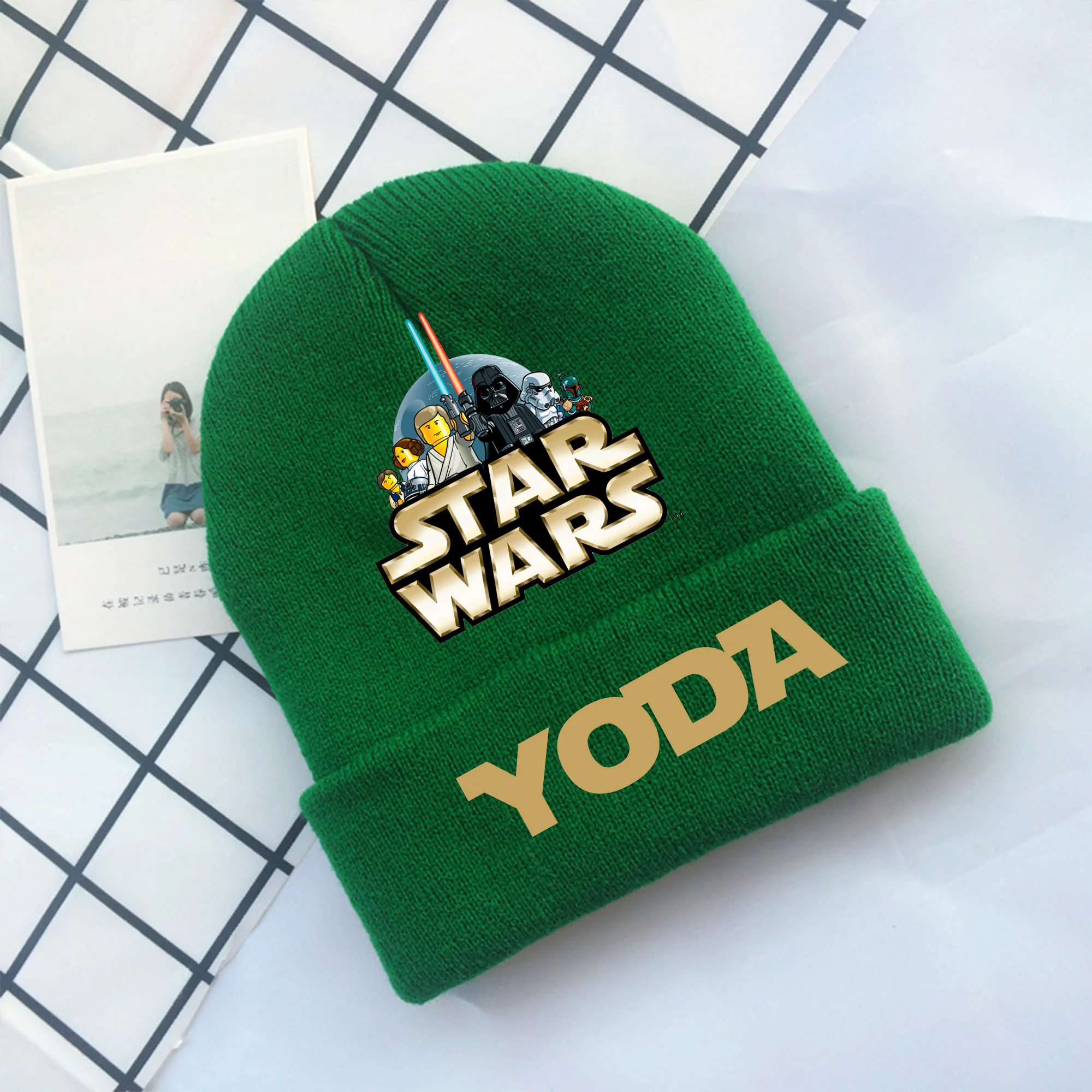 Disney Star War Yoda Hat Winter Printed Woolen Hats Casual Street Outdoor Men Women Children Skywalker Knitted Cap Boy Girl Gift | Игрушки и